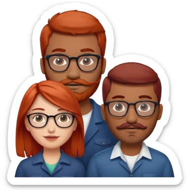 White red hair girl and brown indian guy with moustache and beard with glasses couples sticker