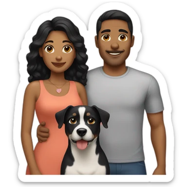 couple with black hair and 2 dogs sticker