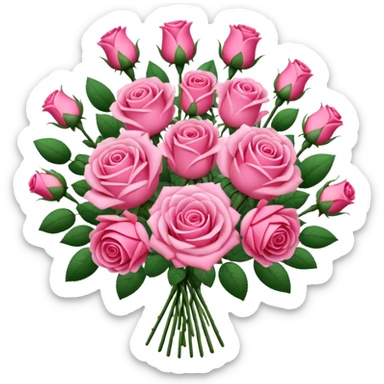 Huge pink flower bouquet with different flowers and pink tones and roses sticker