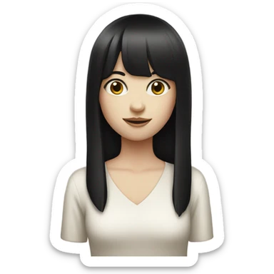 Pale girl with long black hair and bangs sticker