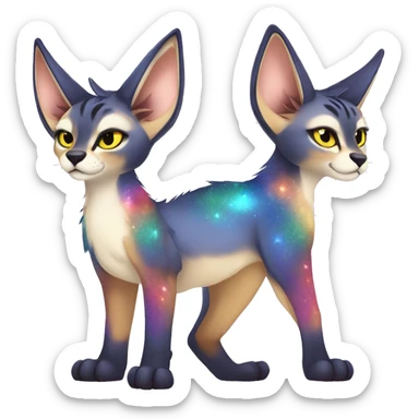 Cute Kawaii Edgy Epic Ethereal Sparkly Colorful Sergal-Serval-Caracal-Vernid full body sticker