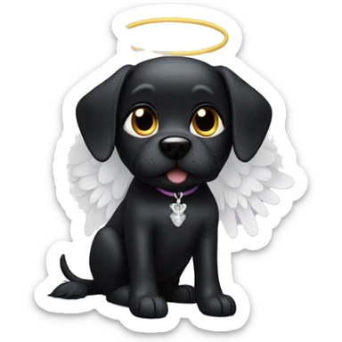 black dog with angel wings  sticker