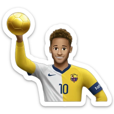 Neymar soulèvent un ballon d'or  sticker
