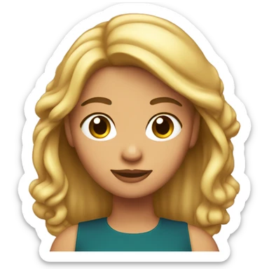 Chica con cabello rubio liso con un moño rosado  sticker