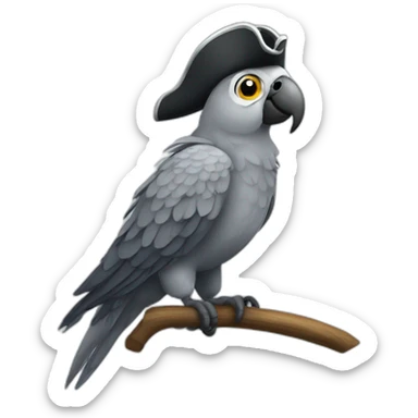 Gray parrot pirate sticker