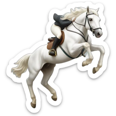 Jumping white horse sticker