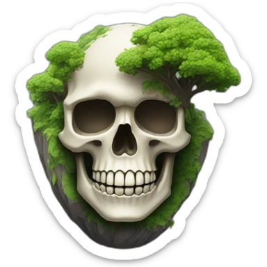 an island in the form of a skull sticker