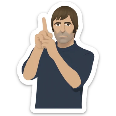 Liam Gallagher holding up two fingers ￼ sticker