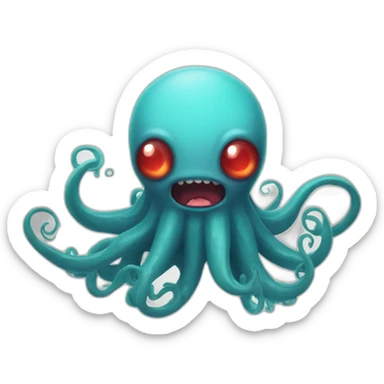 a cute kraken with bloodshot eyes that screams sticker