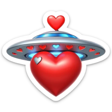 ufo stealing heart flying over heart sticker