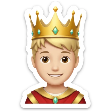 boy wearing a crown sticker