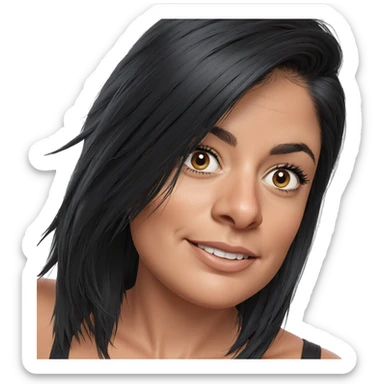 smiling girl with black hair sticker