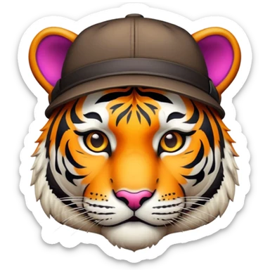 tiger face wearing stylish hat for Twitch emote sticker