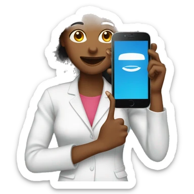 woman showing big phone sticker