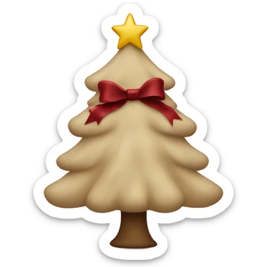 Beige christmas tree with dark red bow on top sticker