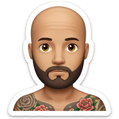 bald man with a beard and many visible tattoos sticker