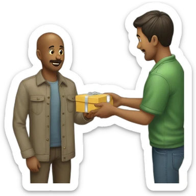 man giving something to another without receiving anything in return sticker