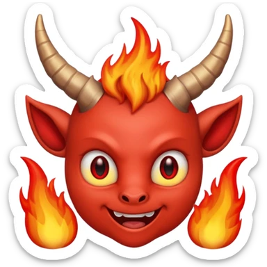 Diablito con ojos de fuego sticker