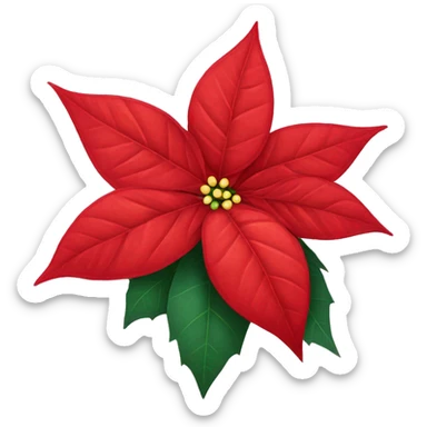 Bright red poinsettia flower sticker