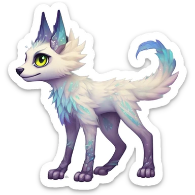 Cool cute Kawaii edgy ethereal futuristic modern epic fantasy animal sparkle fursona Fionbri creature by griffsnuff & LiLaiRa & Falvie full body sticker