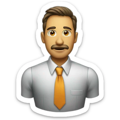 Front Portrait a fish face, featuring expressive visage, talking. with a sleek shirt and tie like a salesman sticker