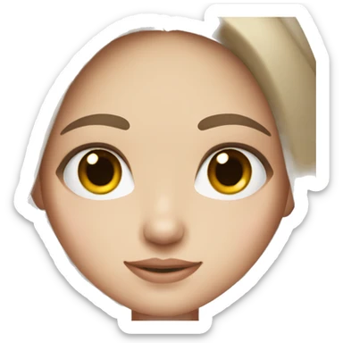 Girl with brown hair and brown eyes and white skin sticker