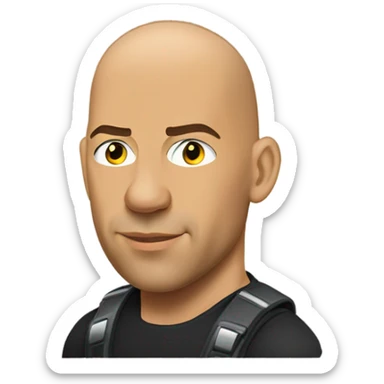 Vin Diesel in profile driving a car sticker
