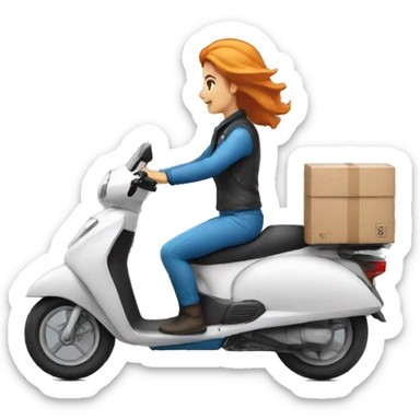 delivery moto woman driving sticker