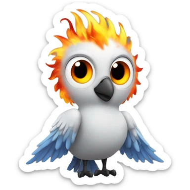 fenix with fire wings and large eyes sticker