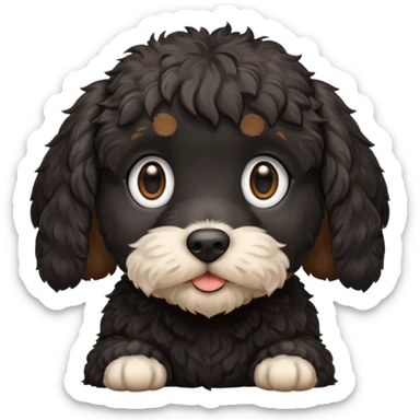 black cockapoo puppy dog head tilt sticker