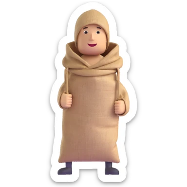 man with burlap sack over head full body sticker