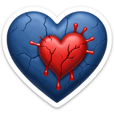 Bleeding navy blue heart  sticker