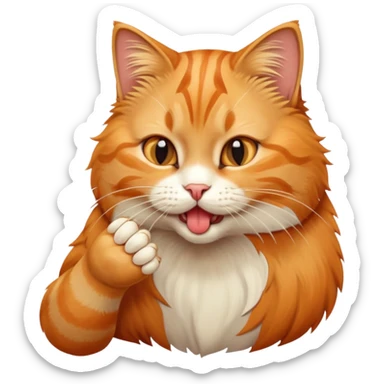 cat licking its paw sticker