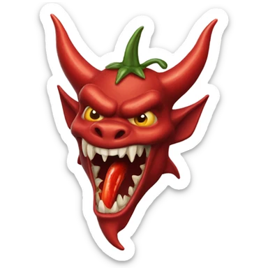 Headshot of New Jersey devil consuming hot pepper sticker