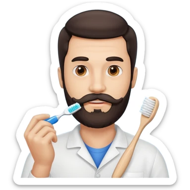 turn his beard into a tooth brush mushtache sticker