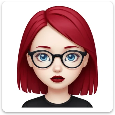 Emo Caucasian girl with blue eyes, black and red hair with glasses sticker