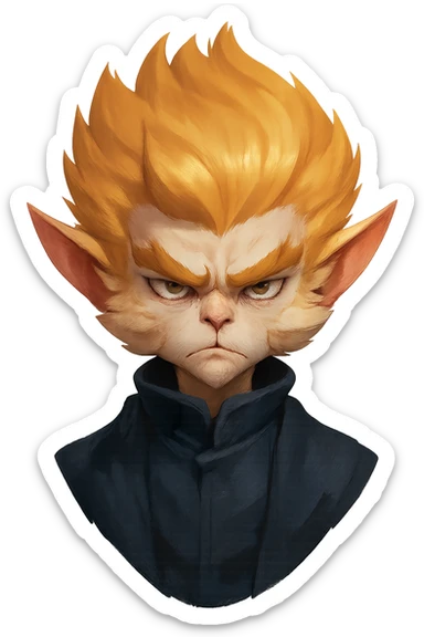 Separate the bottom left character from the group in the reference image into its own image, upscale for clarity, and remove the background to produce a transparent PNG. Focus on clear details and isolation of the character. sticker