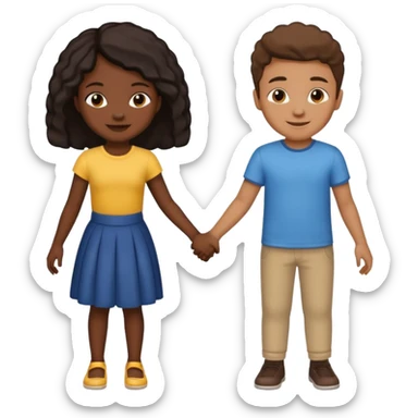 darkskin girl and lightskin boy holding hands sticker