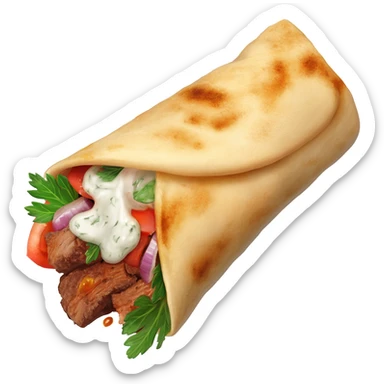 a shawarma that is dripping with sauce twitter emoji style sticker
