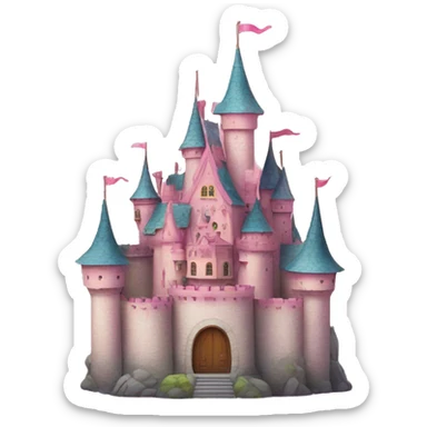 multicolored fairytale castle with pink roofs sticker