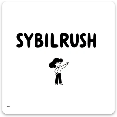 The word "SYBILRUSH" written in bold letters sticker