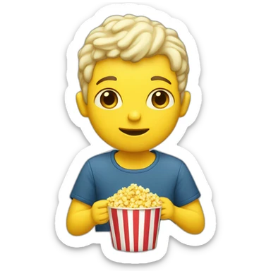 Yellow boy eating popcorns sticker