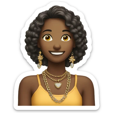 smiling girl outdoors with jewelry sticker