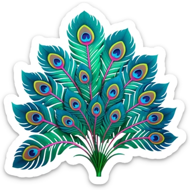 Vivid, neon, colorful, highly detailed, isolated 3D render, lush full appearance of very highly futuristic unrealistic Peacock Begonia feathers, that have a 3D appearance, 4k hd quailty  sticker