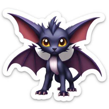  Kawaii Edgy Cool Vampiric Beautiful Noivern-Nargacuga-Litten with big Bat Ears full body sticker