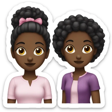 Black girl with two Afro puffs sticker