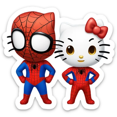 Hellokitty with spiderman sticker