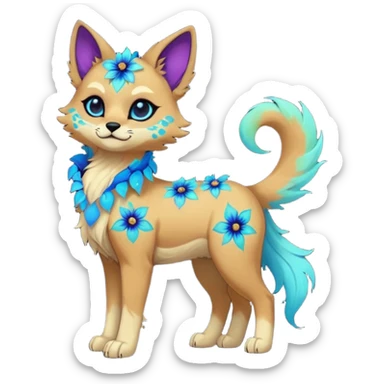 Multicolored gloomy glowing bioluminescent dark edgy gothic spooky cool badass cute adorable pretty cool elegant realistic floral exotic Falvie-Fionbri-fursona, full body sticker