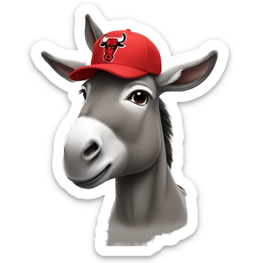 Donkey wearing a Chicago bulls hat sticker