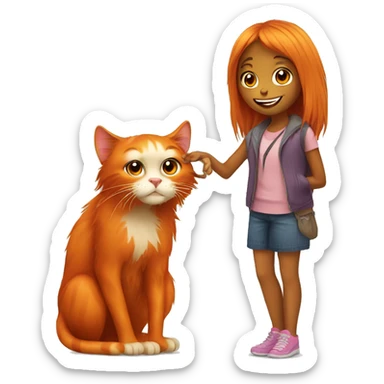 orang cat with girl sticker